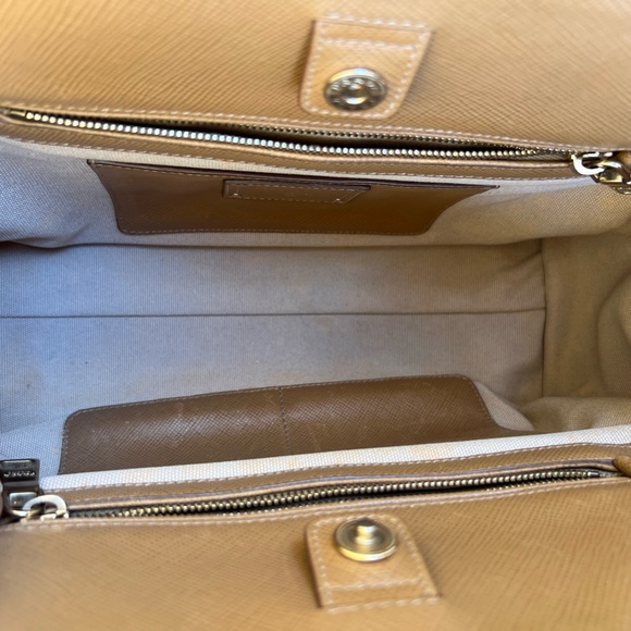 Prada Cuir Frame Convertible Tote Canvas And Saffiano Leather Bag - Picture 12 of 14